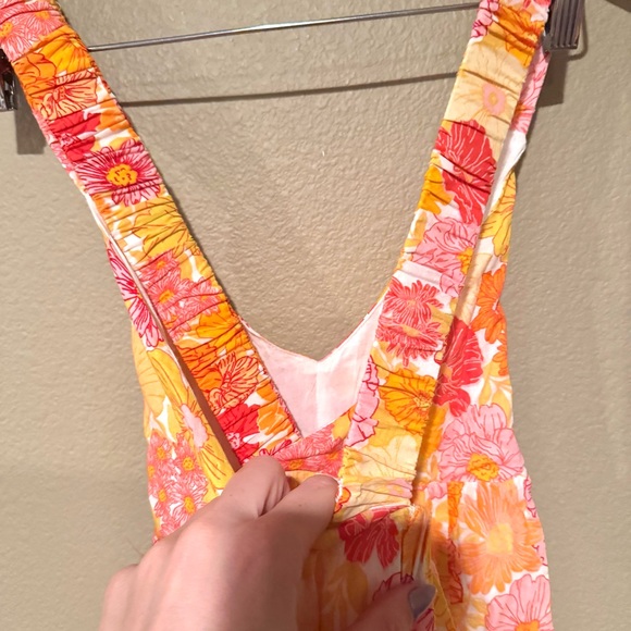 Petal + Pup Bold Vibrant Floral Cross Back V-Neck Maxi Dress Orange Size 2 - Picture 6 of 8